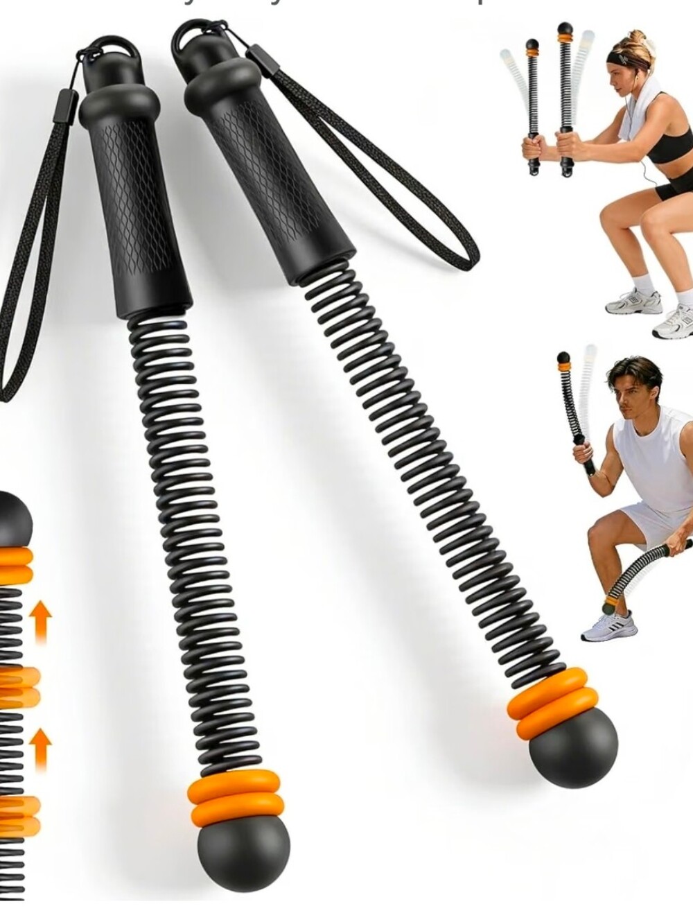 Portable Ropeless Battle Ropes, Adjustable Cordless Battle Ropes with Dual Weigh